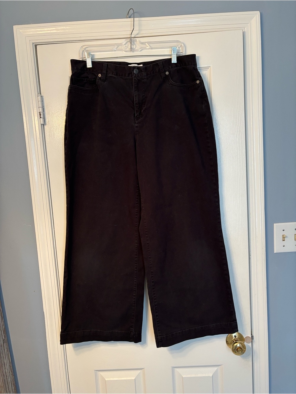 Lands’ End Black Wide Leg Jeans Pants Classic Cotton Denim 14P Petite